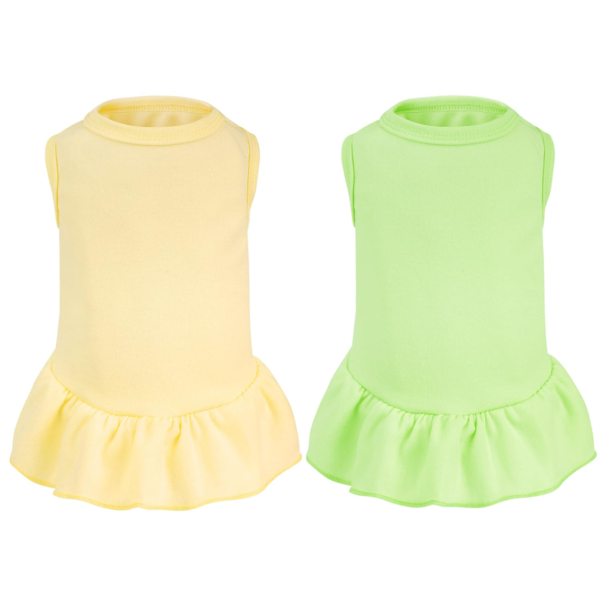 2 Pcs Dog Dresses Cat Skirt Solid Color Dog Clothes Summer Sleeveless Puppy Girl Clothes for Small Pet Dogs Cats (Yellow,Pink, Medium)