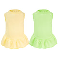 2 Pcs Dog Dresses Cat Skirt Solid Color Dog Clothes Summer Sleeveless Puppy Girl Clothes for Small Pet Dogs Cats (Yellow,Pink, Medium)