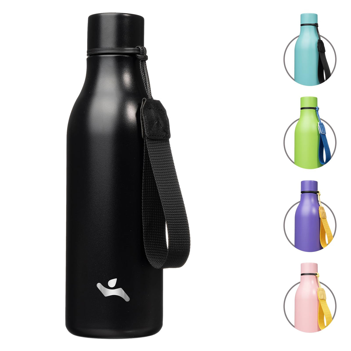 Konokyo Insulated Water Bottle with Strap,18 oz Double Wall Stainless Steel Vacuum Bottles Metal Water Flask,Macaron Green