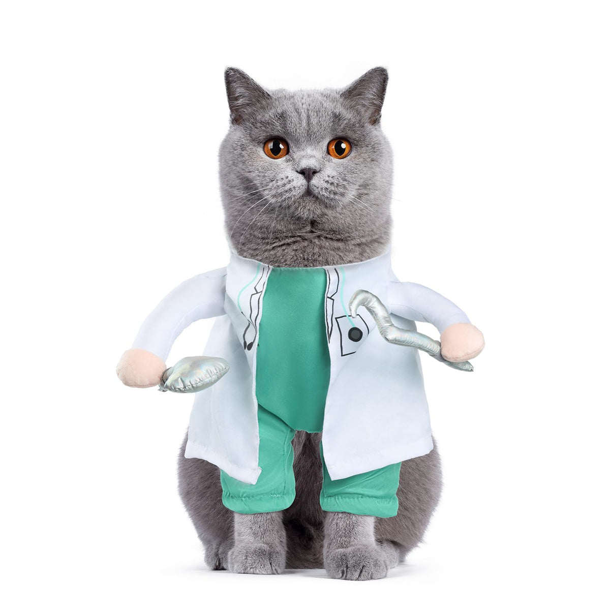 NACOCO Halloween Dog Doctor Costume - Pet Dentist Clothes Cat Funny Uniform Green Outfit Apparel Adjustable for Small Medium and Large Dogs(Green Dentist, S)