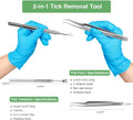 Tick Remover, Tick Removal Tool, Stainless Steel Tick Remover Tool for Dogs/Humans/Cats/Horses, Professional Foam Inserts Tick Remover Set- Includes Tick Tweezers, Tick Fork, Handy Tin, Manual (1 Set)