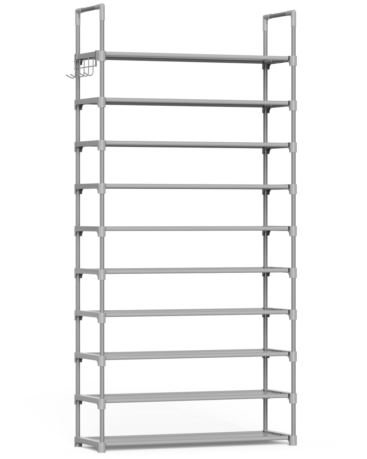 Kitsure 10 Tier Shoe Rack, Tall Shoe Organizer, 32.2" Wide, Black | Large-Capacity Shoe Storage with Hooks, Shoe Shelf for Closet, Entryway, Bedroom, Living Room, Zapateras Organizer