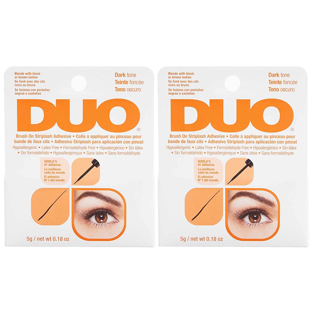 DUO Brush-On Clear Lash Glue, Strip Eyelash Adhesive for Clusters, 2 Pack | Infused with Vitamins A, C & E, Waterproof Eyelash Glue, Long Lasting, Quick Drying, Hypoallergenic, Latex-Free