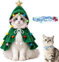 Pet Christmas Tree Hooded Cloak Costume for Cats Small Dogs with a Collar (Christmas Tree with a Collar-Green, S(3-5 lb))