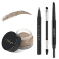LAVONE Makeup Kit With Eyebrow Stamp Pencil, Waterproof Brow Pencil & Pomade, Eyeliner, Dual-ended Eyebrow Brush, Dark Brown