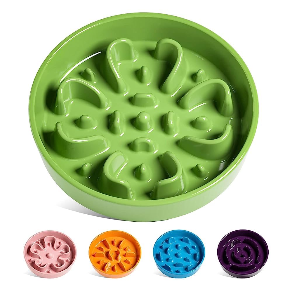 LE TAUCI Dog Bowls Slow Feeder Ceramic, 1.5 Cup Slow Feeding Bowl for Small and Medium Breed, Puzzle Dog Food Bowl for Fast Eater, Maze Purple