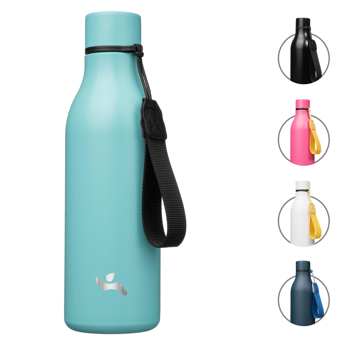 Konokyo Insulated Water Bottle with Strap,18 oz Double Wall Stainless Steel Vacuum Bottles Metal Water Flask,Macaron Green