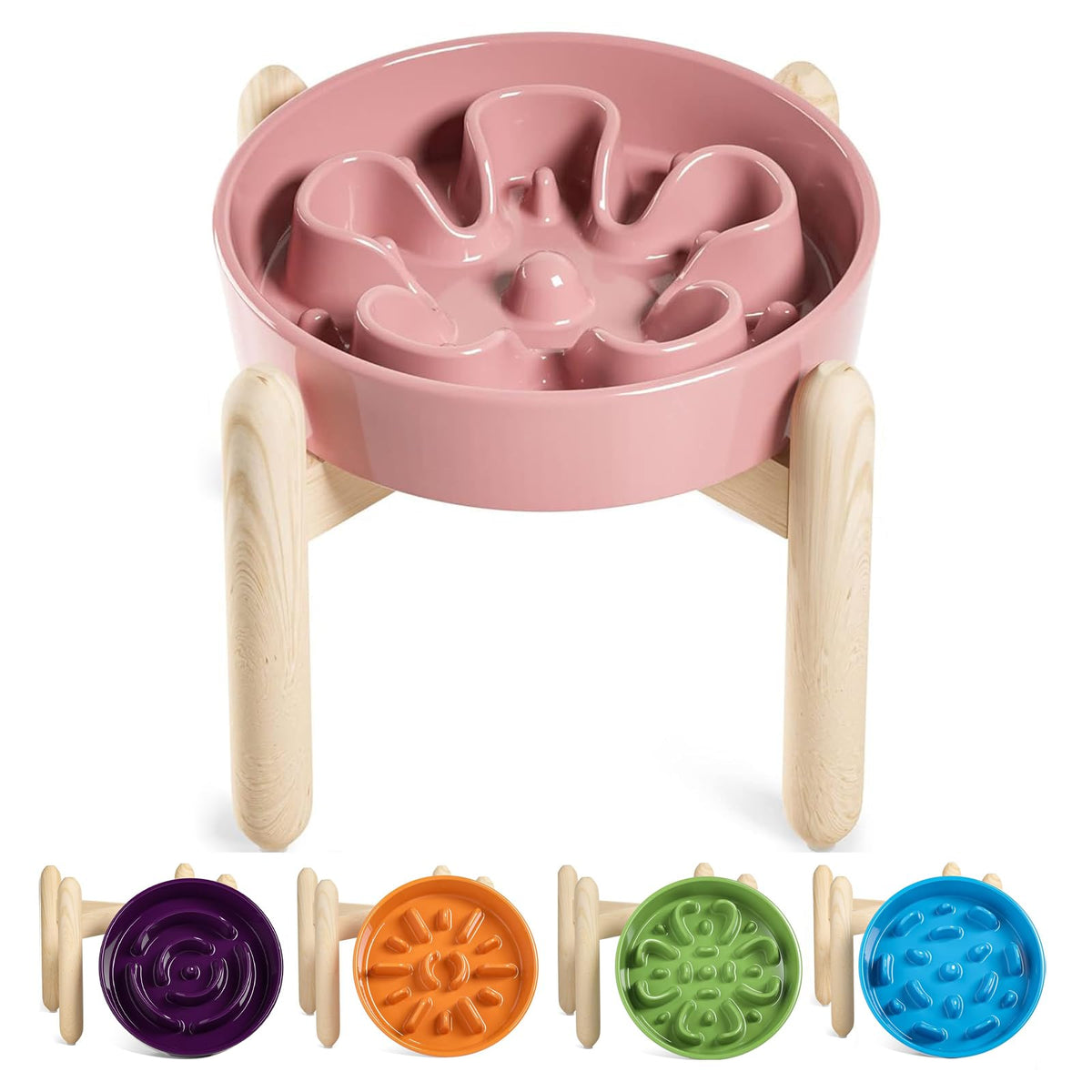 LE TAUCI Dog Bowls Slow Feeder Ceramic, 1.5 Cup Slow Feeding Bowl for Small and Medium Breed, Puzzle Dog Food Bowl for Fast Eater, Maze Purple