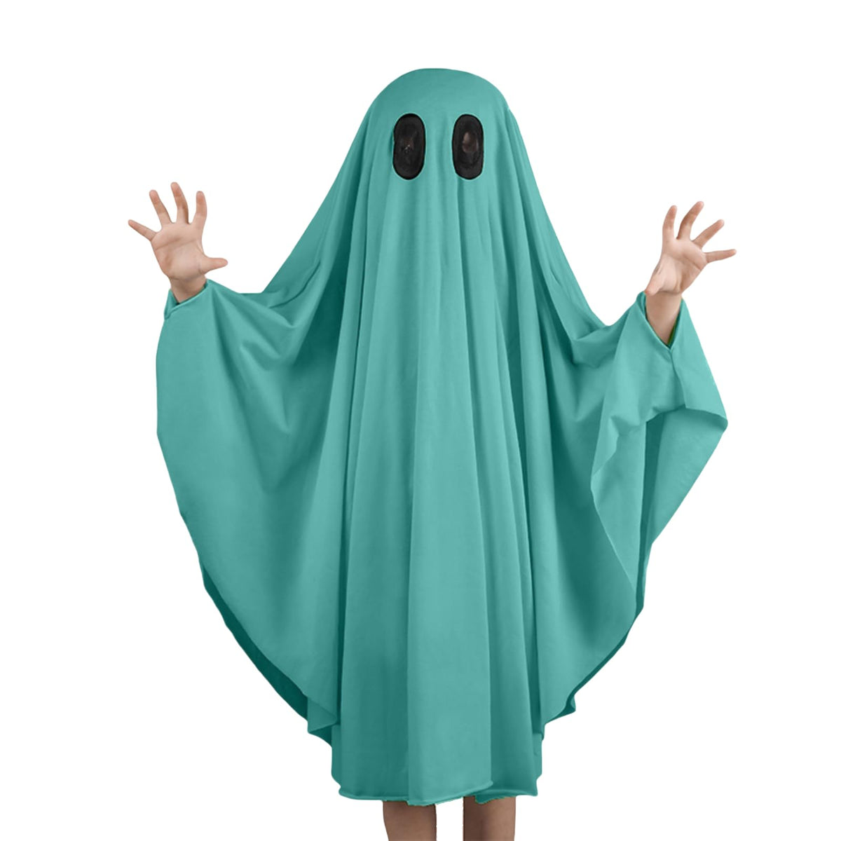 Noubeau Unisex Kid Ghost Costume Girl Halloween Fancy Dress Cosplay Boy White Boo Ghost Cloak Child Spooky Trick-or-Treating(White,3-5 Years)