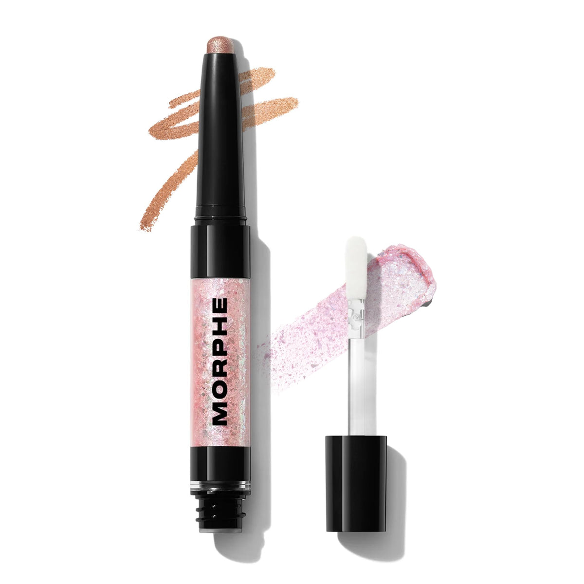 Morphe Mixed Signals Dual-Ended Eyeshadow Stick - Cream Eyeshadow Pigment & Chrome Liquid Flakes for Bold, Layered Eye Makeup Looks - Flirtatious/Faithful (0.028 oz)