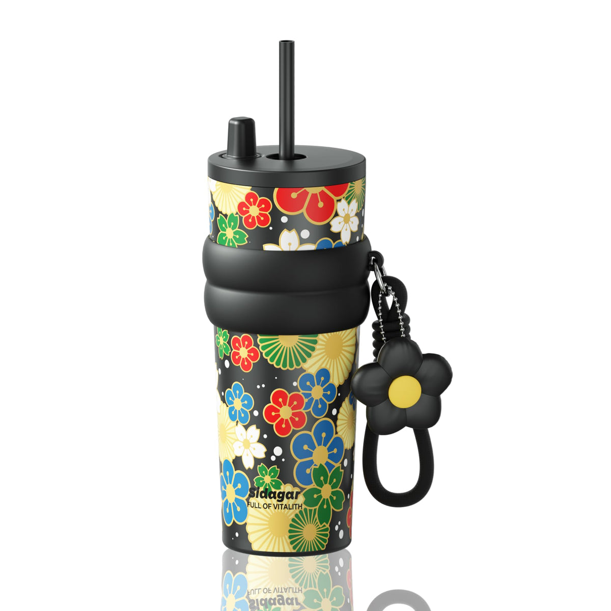 SDGA+ 24 oz Stainless Steel Tumbler with Lid and Straw, Insulated Water Bottle Leak Proof for Hot and Cold, Portable Travel Coffee Mug, Reusable Coffee Cup for Women, Cherry
