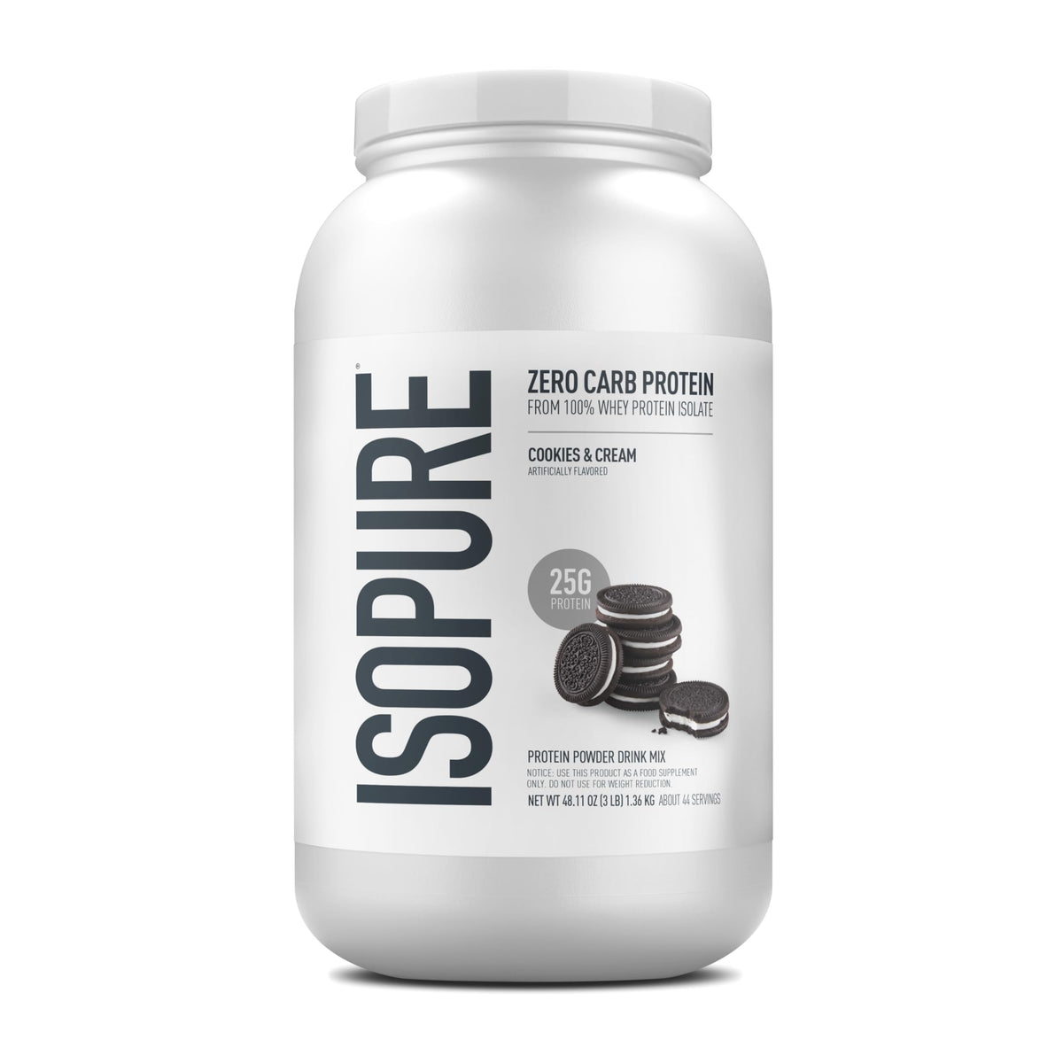 Isopure Zero Carb 100% Pure Whey Isolate Protein Powder, Gluten Free, with Vitamins, Creamy Vanilla, 25g Protein Per Serving, 3 Lbs, 44 Servings (Packaging May Vary)