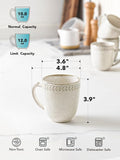 LE TAUCI Coffee Mugs Set of 6, 12 oz Ceramic Coffee Cups with Handle for Latte, Milk, Tea, Cappuccino, Mocha, Cocoa, Microwave Oven Dishwasher Safe - 3.6 inch, Birch