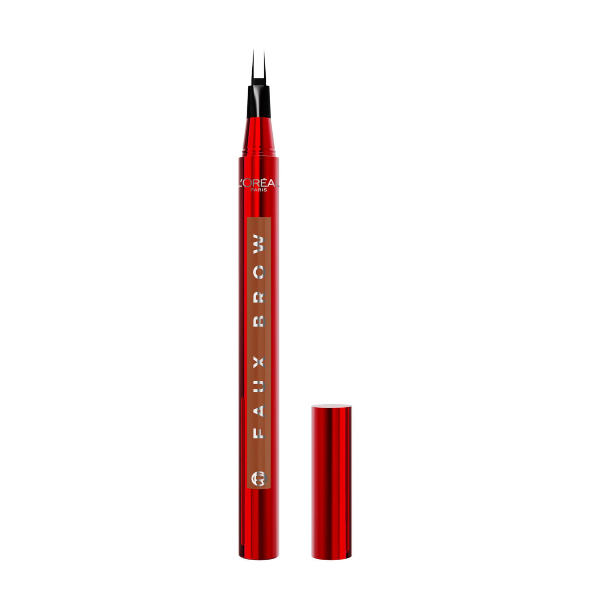 L'Oreal Paris Faux Brow, Hair-Like, Filling Eyebrow Pen with Double-Brush Tip, Fast & Precise Eyebrow Makeup, Dark Brunette, 0.04 Fl Oz