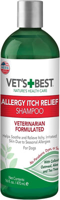 Vet's Best Allergy Itch Relief Dog Shampoo, Oatmeal Dog Shampoo for Itchy Skin, Cleans and Relieves Discomfort from Seasonal Allergies, Anti Itch Dog Soap, 16 Oz
