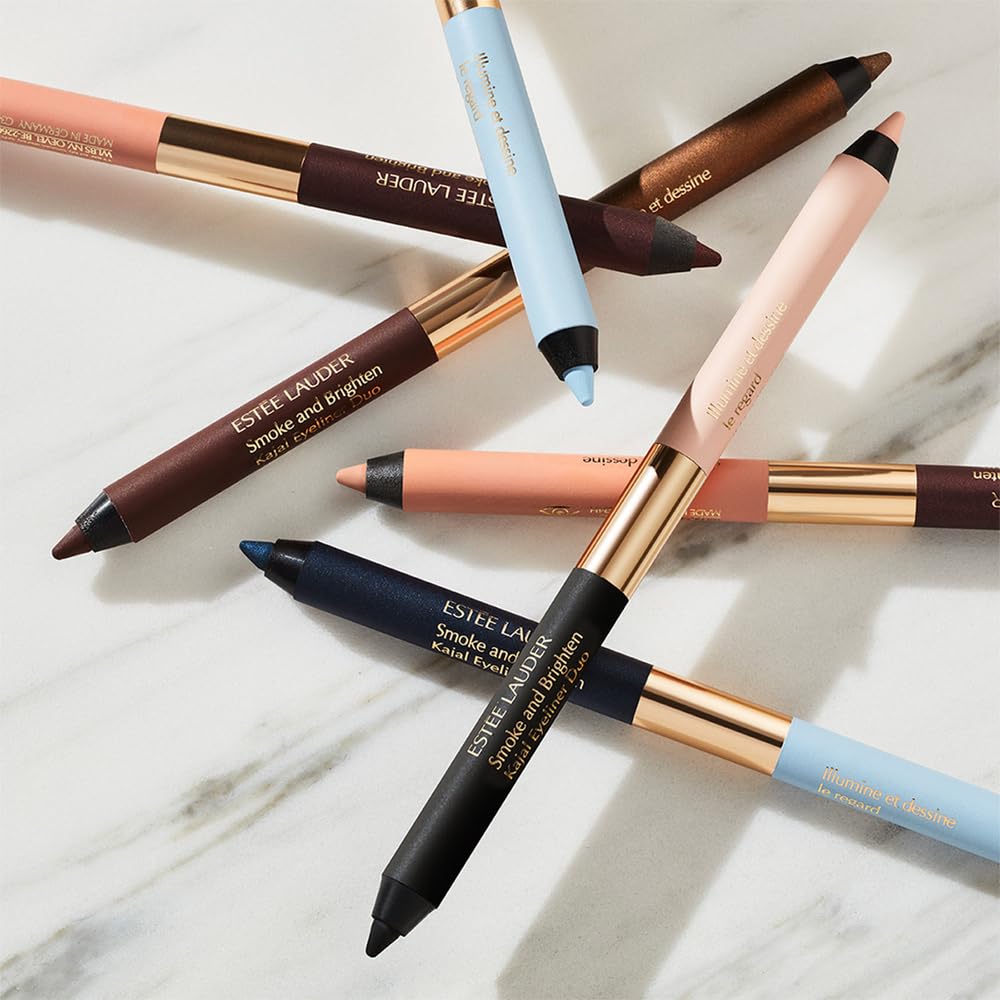 Estée Lauder Smoke and Brighten Long-Lasting Waterproof Kajal Eyeliner Pencil Duo, 0.03 Ounce