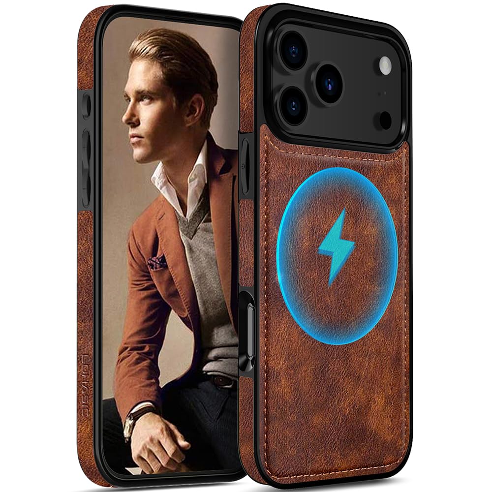 LOHASIC for iPhone 17 Leather Case, Magnetic Phone Case 6.3", Vintage Brown