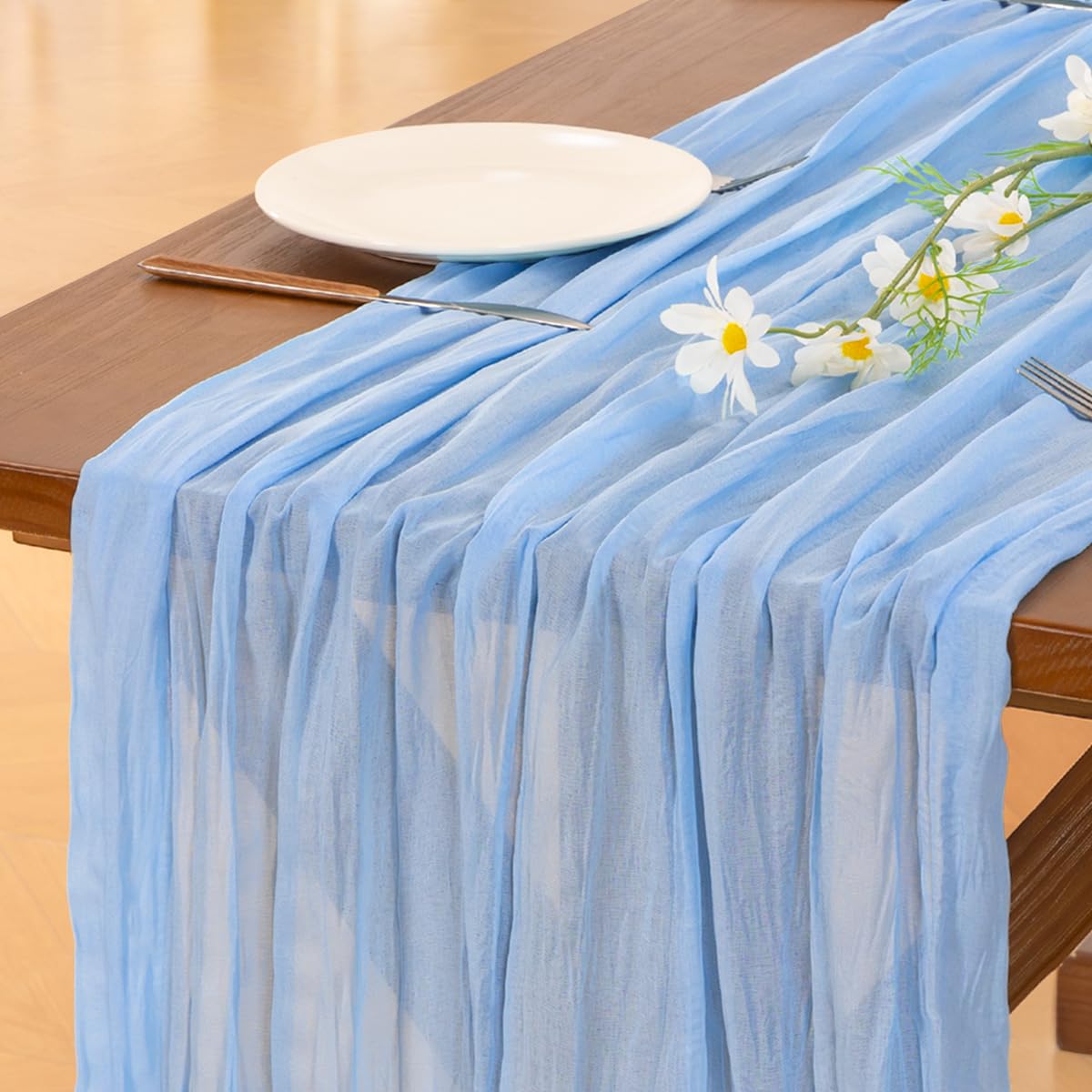 Fall Table Runner Terracotta Cheesecloth Boho Wedding Thanksgiving Decor