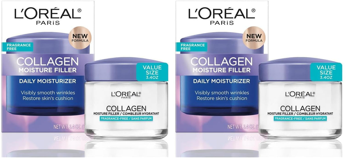 L'Oreal Paris Collagen Moisture Filler Facial Moisturizer, Fragrance Free, Anti Aging Face Cream, Non-Greasy Skin Care Formula For Up to 48HR Hydration, 1.7 oz