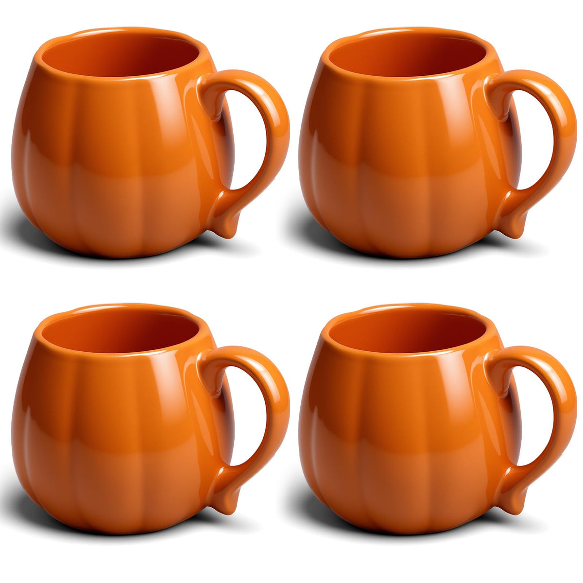 1 Pcs 14 oz Pumpkin Mug Ceramic Coffee Mug Fall Halloween Thanksgiving Autumn Pumpkin Shape Cup with Handle for Halloween Party Decoration