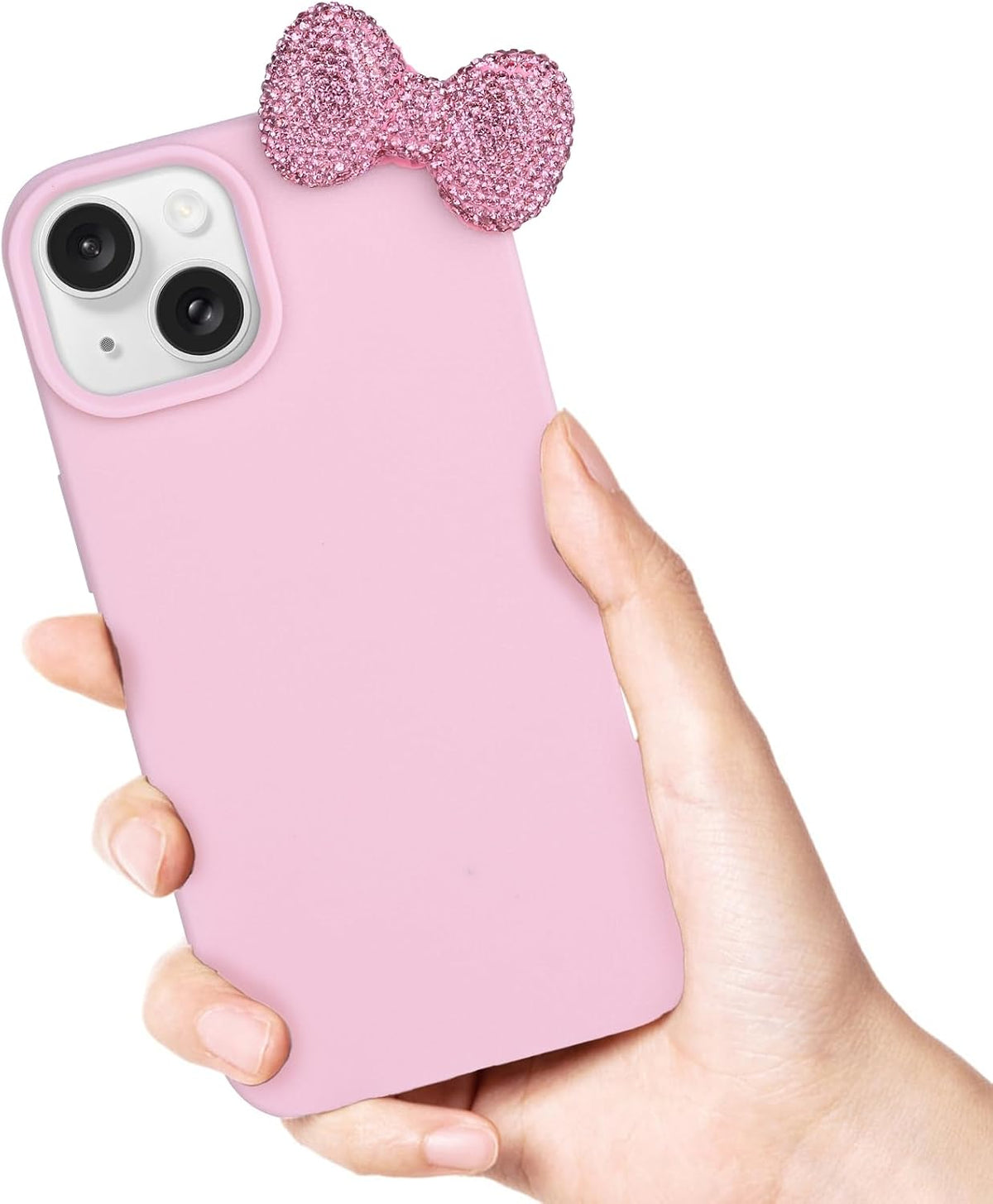 Cases for iPhone 13, Luxury Glitter 3D Rhinestone Bow Phone Cover Soft Litchi Pattern Protective Phone Case for iPhone 13 6.1" 2021