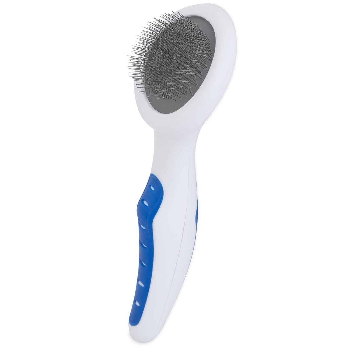 Petmate GripSoft Cat Brush, White and Blue, One Size Fits All Grooming Kit | Ergonomic handle grip, gentle bristle design, removes loose fur, comfortable for daily brushing sessions each single time