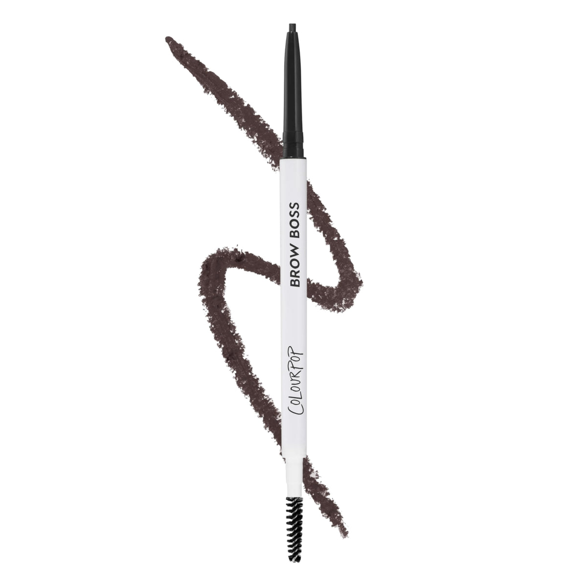 Colourpop Brow Boss Waterproof Eyebrow Pencil - Defining Brow Pencil with Precision Tip, Retractable Twist & Built-In Spoolie - 8-Hour Wear - Creates Natural Hair-Like Strokes - Dark Brown (0.003 oz)