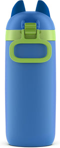 Ello Ellies 12oz Stainless Steel Leakproof Kids Water Bottle, Dog | Insulated kids water bottle with straw, leakproof locking lid, carry handle, and stainless steel fun animal design for school