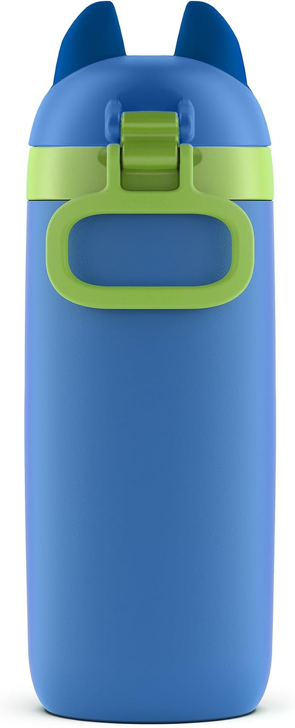 Ello Ellies 12oz Stainless Steel Leakproof Kids Water Bottle, Dog | Insulated kids water bottle with straw, leakproof locking lid, carry handle, and stainless steel fun animal design for school
