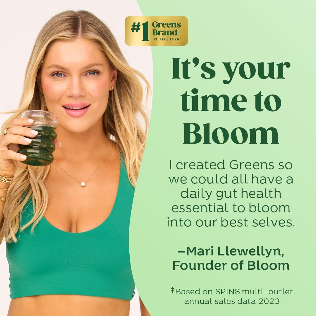 Bloom Nutrition Superfood Greens Powder, Digestive Enzymes with Probiotics and Prebiotics, Gut Health, Bloating Relief for Women, Chlorella, Green Juice Mix with Beet Root Powder, 30 SVG, Original