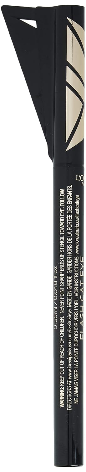 L'Oreal Paris Makeup Infallible Flash Cat Eye Waterproof Liquid Eyeliner, Black, 0.44 oz.
