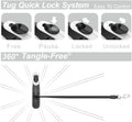 TUG 360° Tangle-Free Retractable Dog Leash | 16 ft Strong Nylon Tape | One-Handed Brake, Pause, Lock (Medium, White)