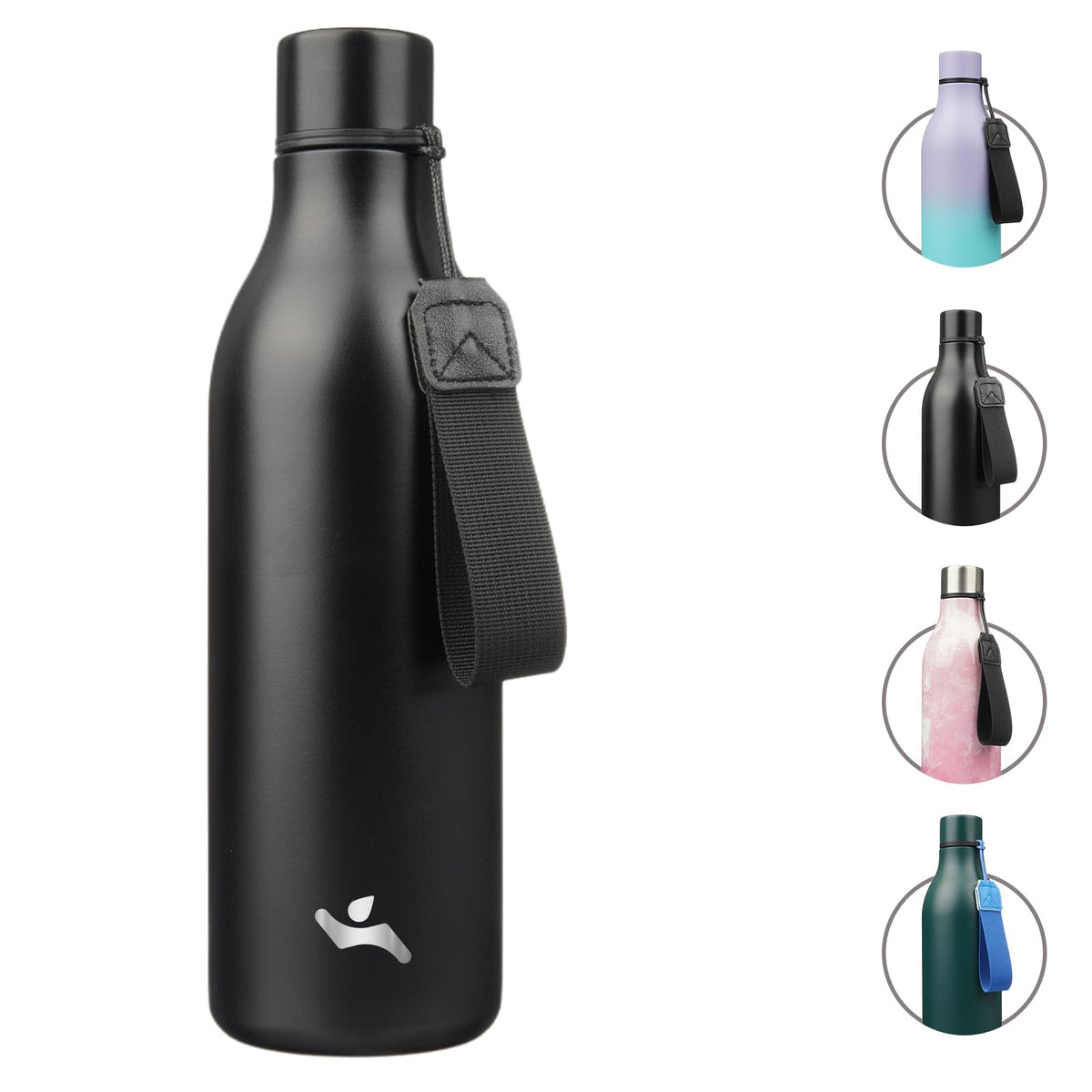 Konokyo Insulated Water Bottle with Strap,18 oz Double Wall Stainless Steel Vacuum Bottles Metal Water Flask,Macaron Green
