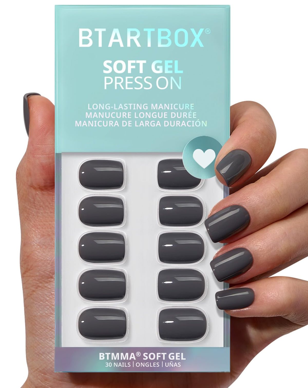 BTArtbox Press On Nails Square - Solid Pink Short Press On Nails with Glue for Women, Opaque Soft Gel Glue On Nails in 16 Sizes - 32 Stick On Nails Kit, Yoga