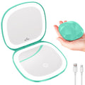 Travel Makeup Mirror with Light, 10X/1X Magnifying Compact Mirror for Purse, Portable Double Sided Folding Pocket Size, Dimmable LED & USB Rechargeable(Rose Gold)
