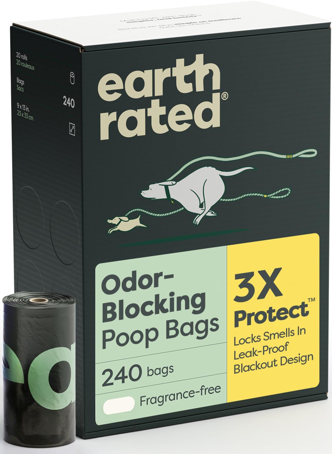 Earth Rated Poop Bags for Dogs, Guaranteed Leak Proof and Extra Thick Waste Bag Refill Rolls, Unscented, 270 Bags