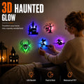 Halloween LED Wall Decor Lights 3D Bat Witch Stickers Window Clings (Black)