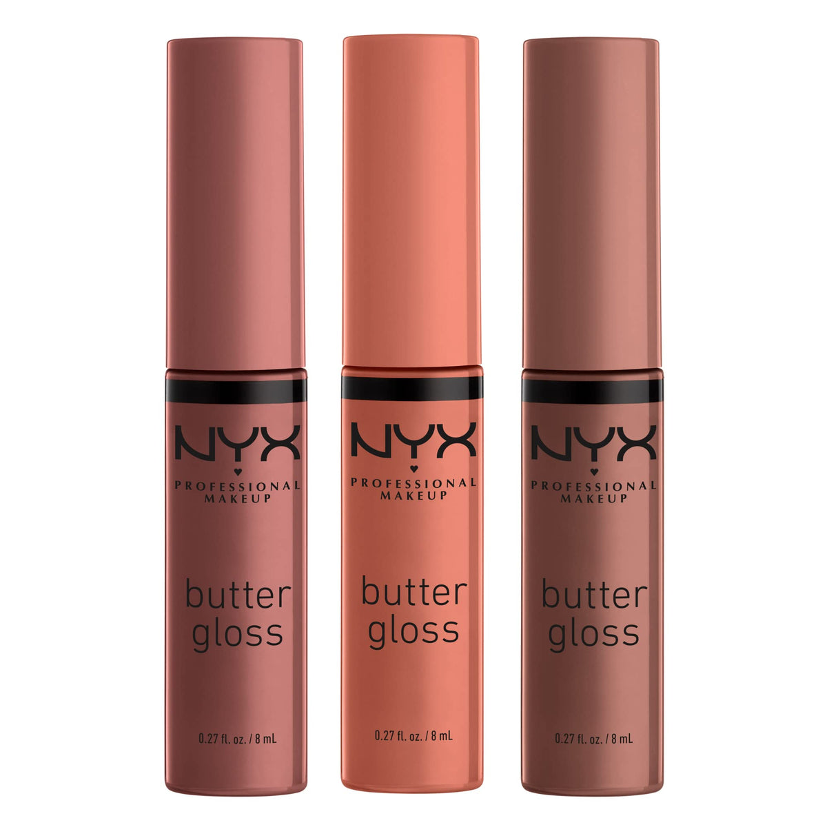 NYX PROFESSIONAL MAKEUP Butter Gloss, Non-Sticky Lip Gloss - Sugar Glass (Clear), Pack Of 3