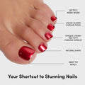 Glamnetic Press On Toenails - Natural Fake Nails | Cherry Red Chrome Press On Toenails, Salon Quality Press On Nails Kit with Glue | Cherry Glaze - 32 Nail Set in 16 Sizes