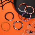 Halloween Bracelets Set for Women,10Pcs Stocking Stuffer Clay Preppy Heishi Boo Skull Charm Beads Stackable Bracelet Adjustable Friendship Holiday Stretch Jewelry Gift