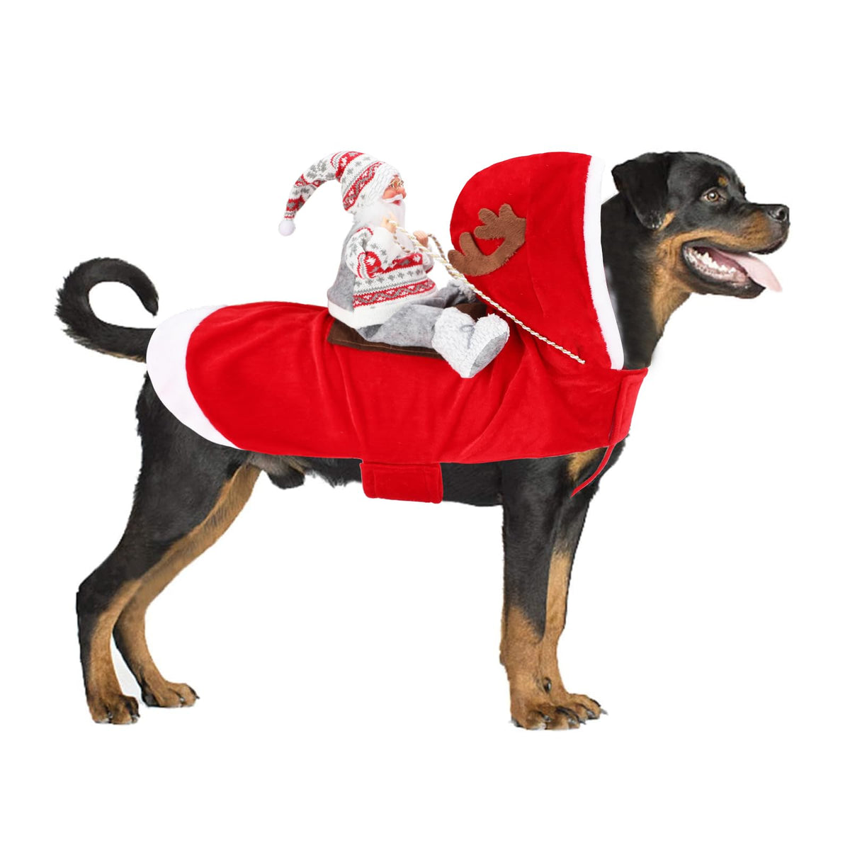 Santa Dog Costume, Dog Christmas Outfit, Riding Pet Costume, Size M