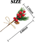 20PCS 8inch Pine Cone Red Berry Picks Stems Crafts Branch Christmas Wreath, Holly Artificial Evergreen Branches Tiny Pine Cones Picks Décor Floral Picks for Christmas Flower Wreaths DIY