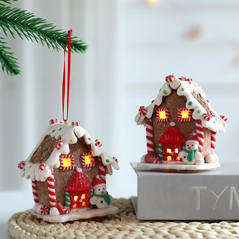 3 Pcs Gingerbread House Ornaments for Christmas Tree Decorations
