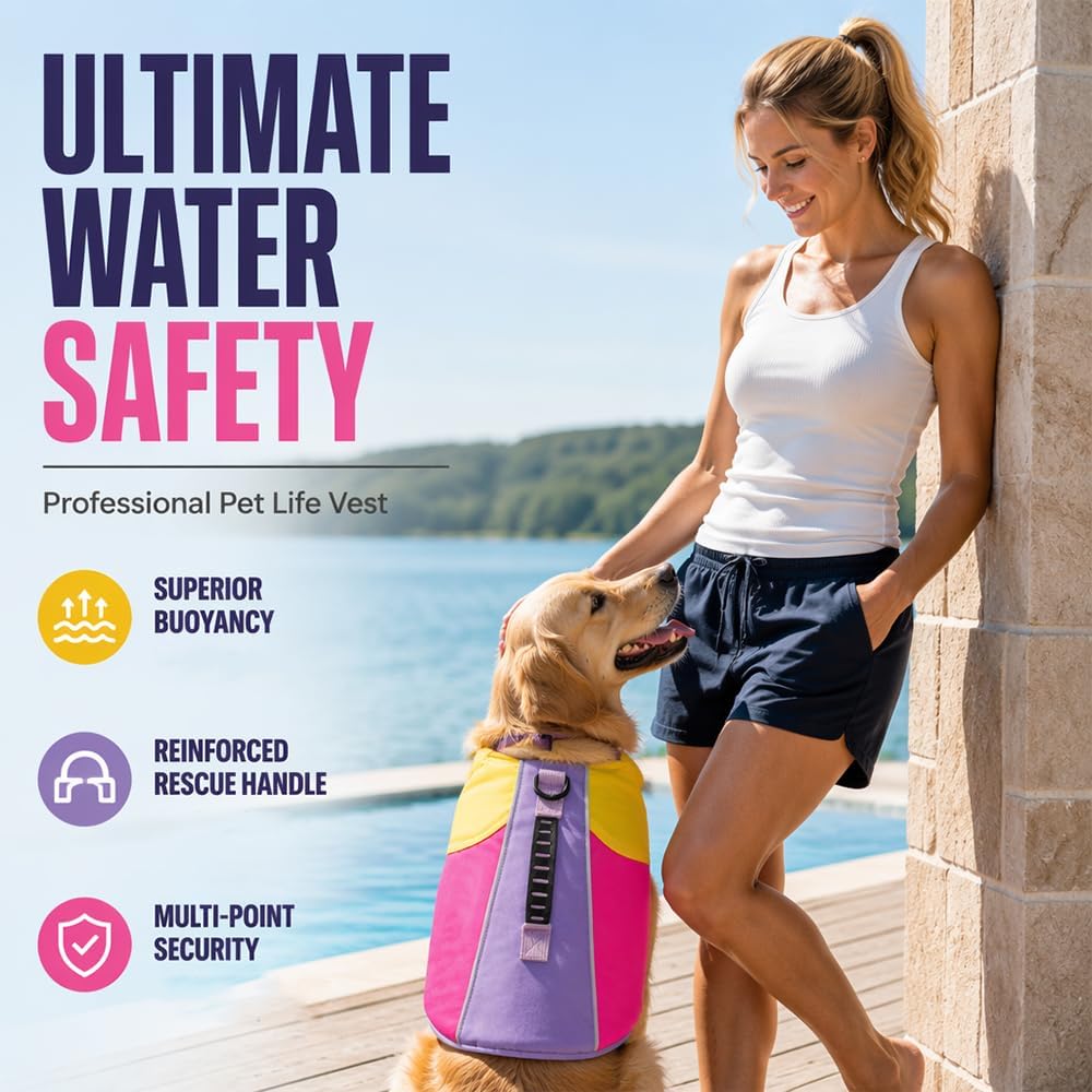 Dog Life Jacket with Chin Float, 2026 New Front Float Dog Life Jacket with Chin Support for Pool Boating, Dog Life Jackets with Head Support for French Bulldog (A, X-Small)