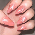 GLAMERMAID Cherry Red Press on Nails Medium Almond, Handmade Jelly Soft Gel Dark Red Glue on Nails Stiletto, Burgundy Emo Fake Nails Short Oval, Reusable Acrylic Stick on False Nails Kit for Women
