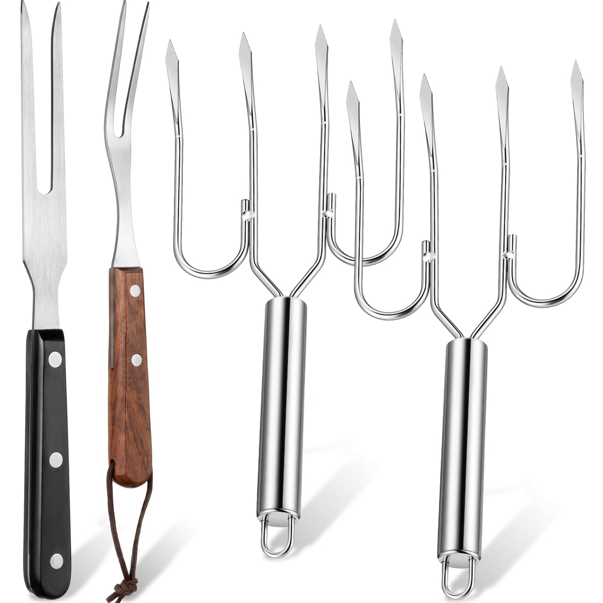 Sieral 4 Pcs Turkey Lifter Forks Meat Claws, Wooden, Classic