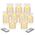 wemarry Flameless Candles 4" 5" 6" Acrylic Glass Pillars 3" Diameter Battery Operated Flickering Candles Include 8-Key Remote with Timer Function 400+ Hours (Gray, Warm Light 3 Pack)