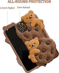 Case for iPhone 11 with Strap Lanyard Keychain Cute Bear Cookie Kawaii Funny Soft Silicone Shockproof Protective Cover for Women Girls