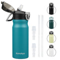 Konokyo 18 oz Insulated Water Bottle with Straw Lid, Stainless Steel Vacuum Sports Water Bottle, Leak-Proof Reusable Metal Flask with Carry Loop, BPA-Free Travel Bottle for Gym, School, Office