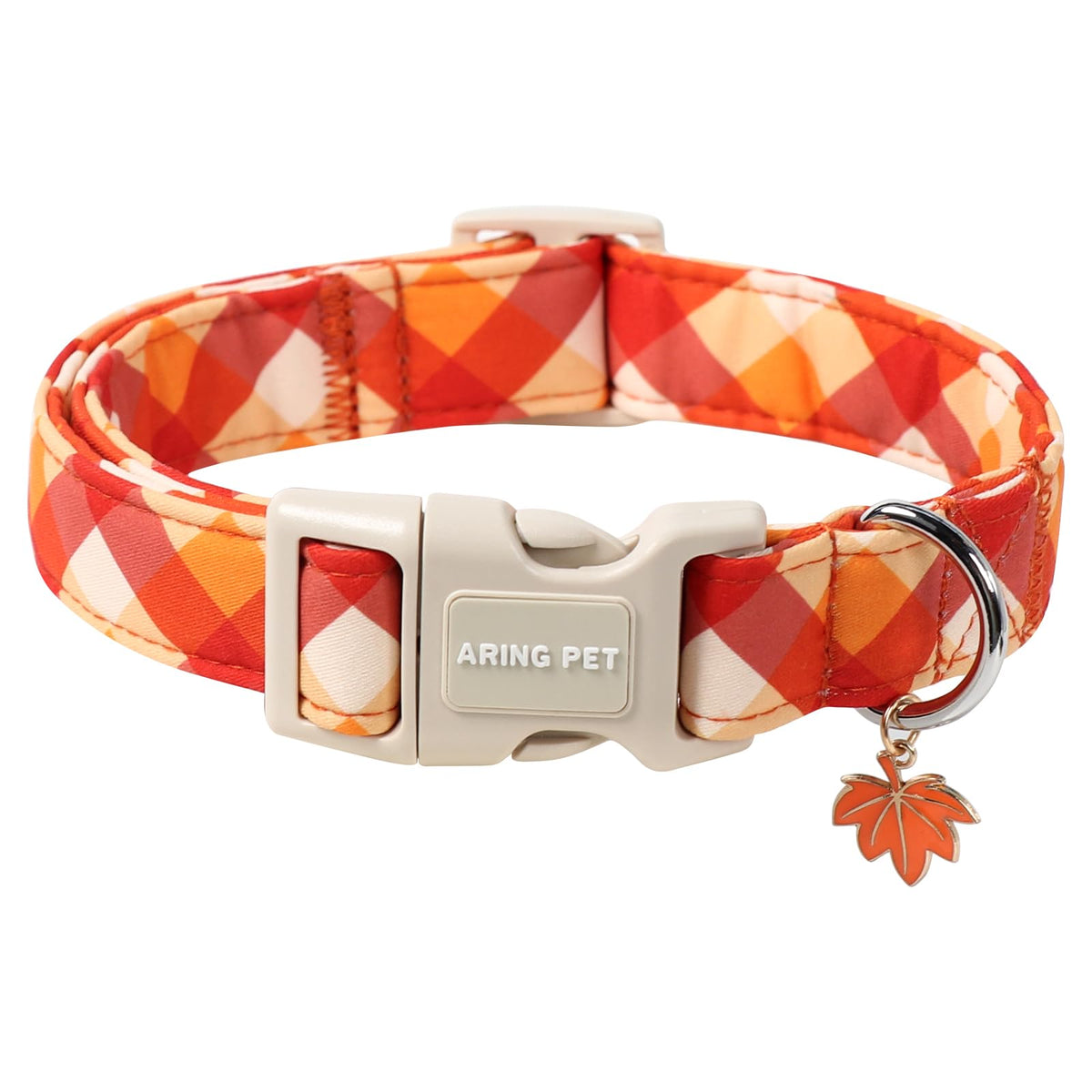 ARING PET Fall Dog Collar-Cotton Maple Leaves Dog Collar for Small Dogs, Adjustable Lightweight Dog Collars with Quick Release Buckle for Small Medium Large Dogs
